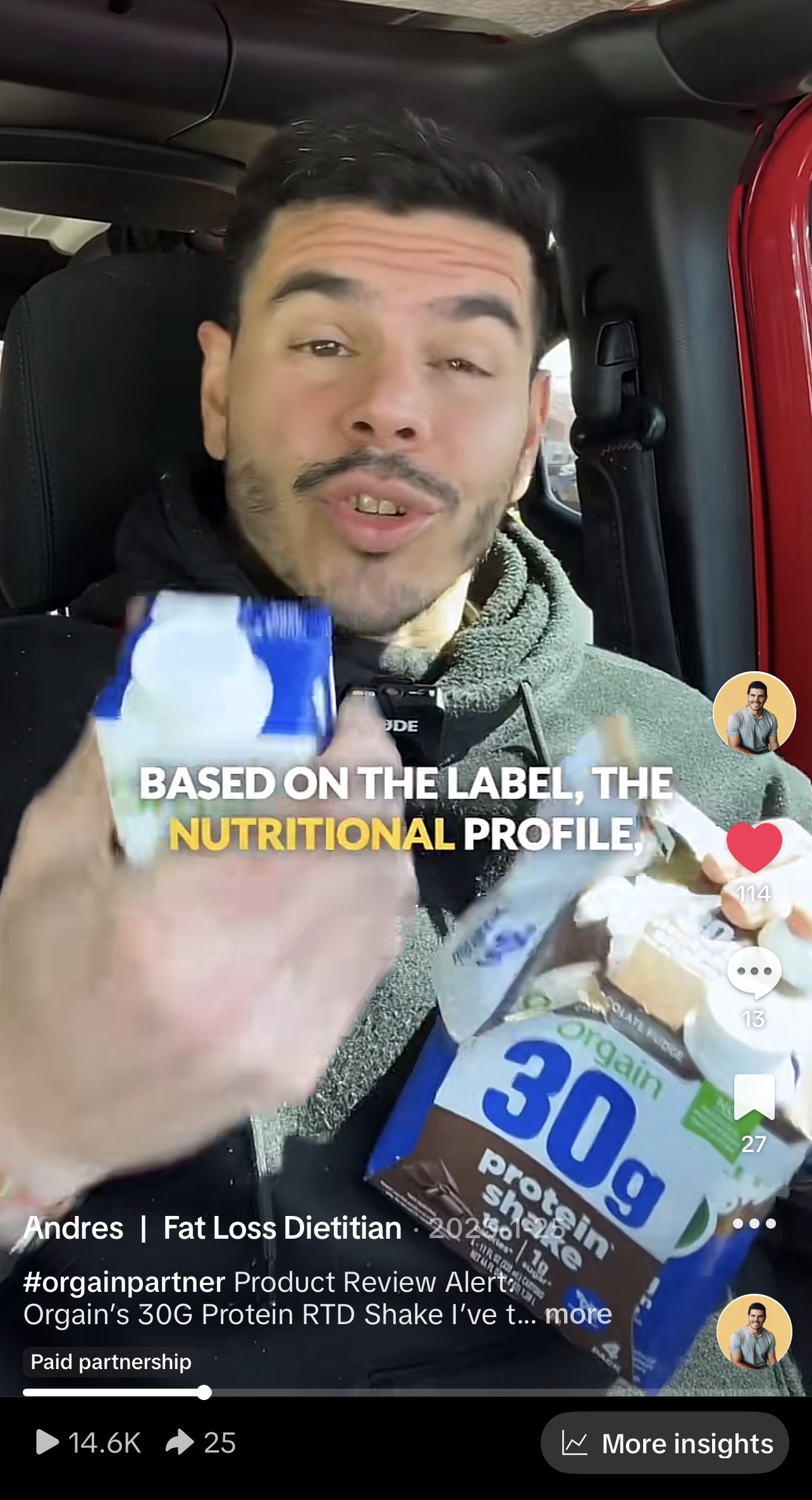 Orgain protein shake TikTok review preview